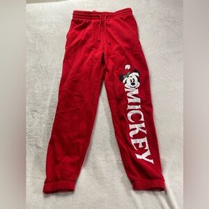 Disney Mickey Mouse Jogger Sweatpants Youth Small Red Pockets Drawstring